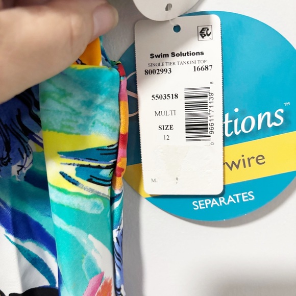 Swim‎ Solutions Womens Tankini Swim Top Size 12 Underwire Tropical Beach Flowy - Picture 7 of 11